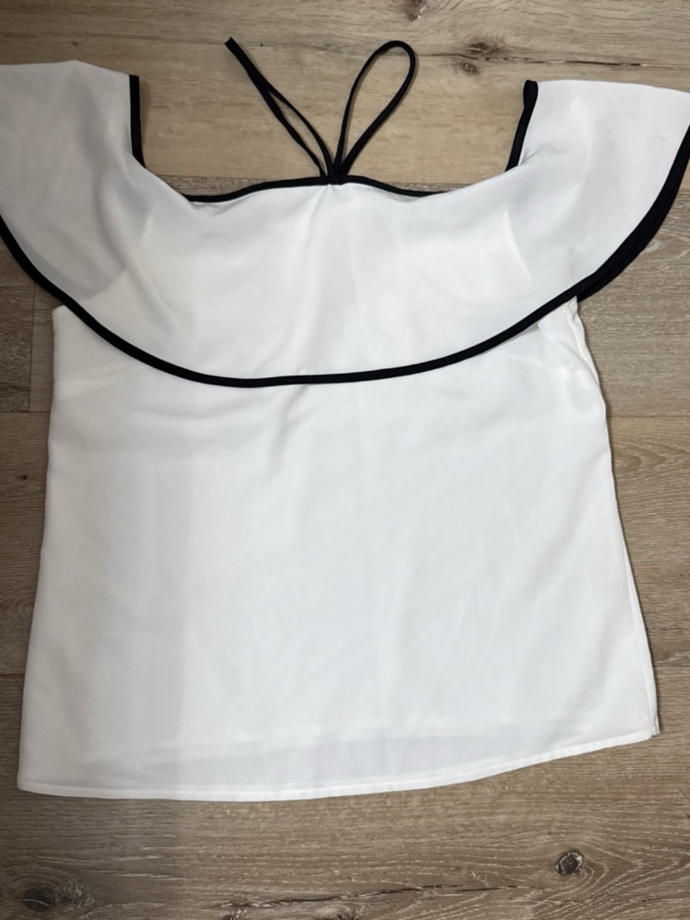 Calvin Klein White Off-Shoulder Camisole with Black Trim